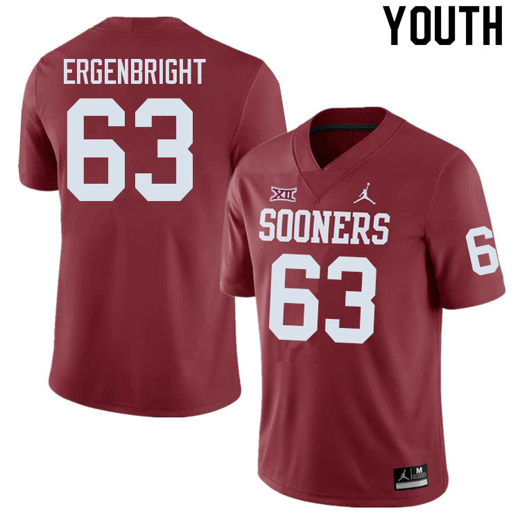 Youth #63 Kyle Ergenbright Oklahoma Sooners College Football Jerseys Sale-Crimson